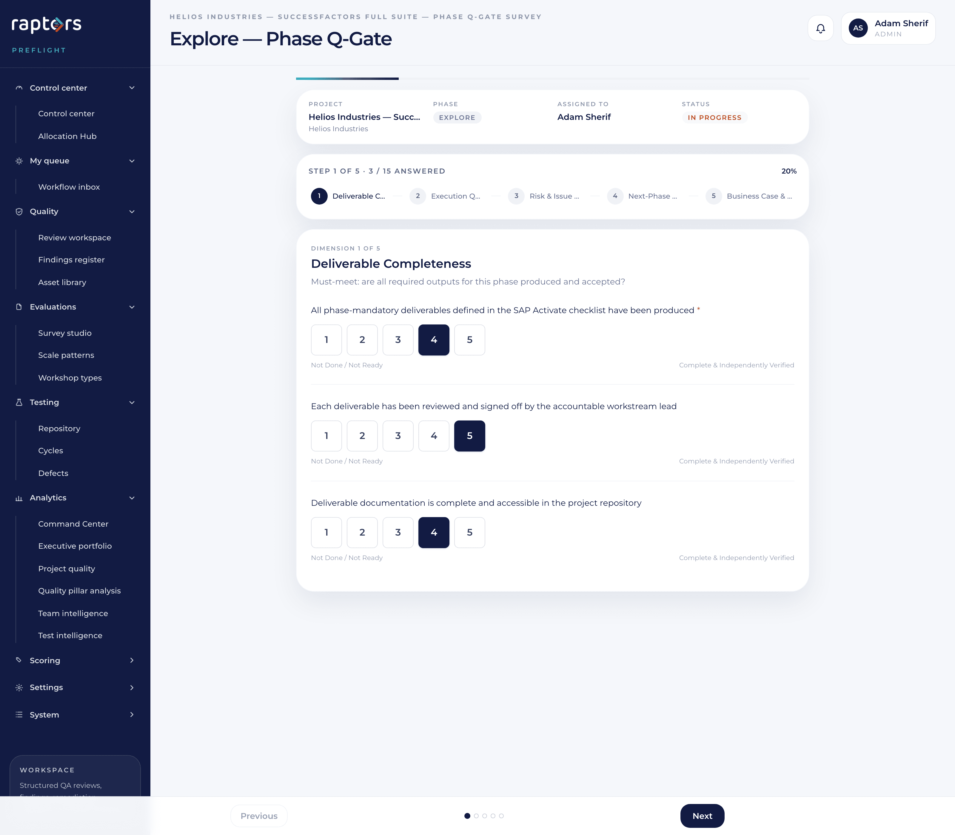 PreFlight stage gate review — Activate phase clearance record